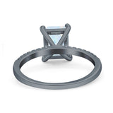 Emerald Cut Art Deco Wedding Ring Simulated Cubic Zirconia 925 Sterling Silver