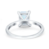 Emerald Cut Art Deco Wedding Ring Simulated Cubic Zirconia 925 Sterling Silver
