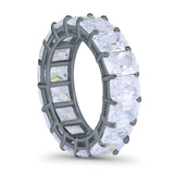 Stackable Emerald Cut Full Eternity Wedding Engagement Band Ring Simulated CZ 925 Sterling Silver