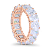 Stackable Emerald Cut Full Eternity Wedding Engagement Band Ring Simulated CZ 925 Sterling Silver