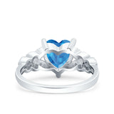 Art Deco Heart Wedding Engagement Bridal Ring Simulated Cubic Zirconia 925 Sterling Silver