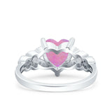 Art Deco Heart Wedding Engagement Bridal Ring Simulated Cubic Zirconia 925 Sterling Silver