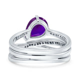 Weave Teardrop Pear Twist Infinity Shank Art Deco Wedding Bridal Piece Ring Simulated Cubic Zirconia 925 Sterling Silver