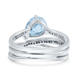 Weave Teardrop Pear Twist Infinity Shank Art Deco Wedding Bridal Piece Ring Simulated Cubic Zirconia 925 Sterling Silver
