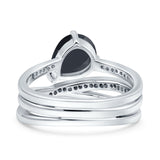 Weave Teardrop Pear Twist Infinity Shank Art Deco Wedding Bridal Piece Ring Simulated Cubic Zirconia 925 Sterling Silver