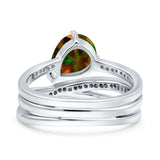Weave Teardrop Pear Twist Infinity Shank Art Deco Wedding Bridal Piece Ring Simulated Cubic Zirconia 925 Sterling Silver