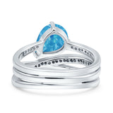 Weave Teardrop Pear Twist Infinity Shank Art Deco Wedding Bridal Piece Ring Simulated Cubic Zirconia 925 Sterling Silver