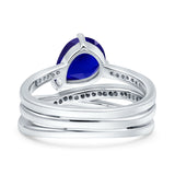 Weave Teardrop Pear Twist Infinity Shank Art Deco Wedding Bridal Piece Ring Simulated Cubic Zirconia 925 Sterling Silver
