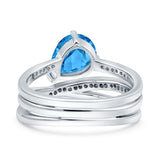 Weave Teardrop Pear Twist Infinity Shank Art Deco Wedding Bridal Piece Ring Simulated Cubic Zirconia 925 Sterling Silver
