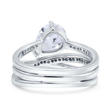 Weave Teardrop Pear Twist Infinity Shank Art Deco Wedding Bridal Piece Ring Simulated Cubic Zirconia 925 Sterling Silver