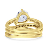 Weave Teardrop Pear Twist Infinity Shank Art Deco Wedding Bridal Piece Ring Simulated Cubic Zirconia 925 Sterling Silver