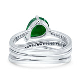 Weave Teardrop Pear Twist Infinity Shank Art Deco Wedding Bridal Piece Ring Simulated Cubic Zirconia 925 Sterling Silver