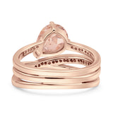 Weave Teardrop Pear Twist Infinity Shank Art Deco Wedding Bridal Piece Ring Simulated Cubic Zirconia 925 Sterling Silver