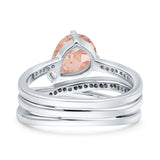 Weave Teardrop Pear Twist Infinity Shank Art Deco Wedding Bridal Piece Ring Simulated Cubic Zirconia 925 Sterling Silver