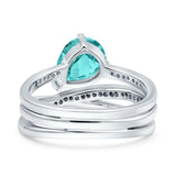 Weave Teardrop Pear Twist Infinity Shank Art Deco Wedding Bridal Piece Ring Simulated Cubic Zirconia 925 Sterling Silver