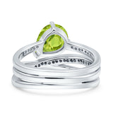 Weave Teardrop Pear Twist Infinity Shank Art Deco Wedding Bridal Piece Ring Simulated Cubic Zirconia 925 Sterling Silver