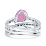 Weave Teardrop Pear Twist Infinity Shank Art Deco Wedding Bridal Piece Ring Simulated Cubic Zirconia 925 Sterling Silver