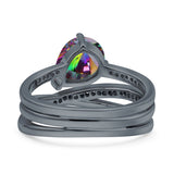 Weave Teardrop Pear Twist Infinity Shank Art Deco Wedding Bridal Piece Ring Simulated Cubic Zirconia 925 Sterling Silver
