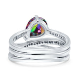 Weave Teardrop Pear Twist Infinity Shank Art Deco Wedding Bridal Piece Ring Simulated Cubic Zirconia 925 Sterling Silver