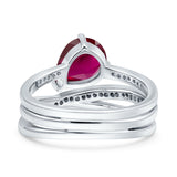 Weave Teardrop Pear Twist Infinity Shank Art Deco Wedding Bridal Piece Ring Simulated Cubic Zirconia 925 Sterling Silver