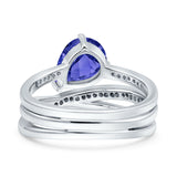 Weave Teardrop Pear Twist Infinity Shank Art Deco Wedding Bridal Piece Ring Simulated Cubic Zirconia 925 Sterling Silver