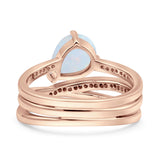 Weave Teardrop Pear Twist Infinity Shank Art Deco Wedding Bridal Piece Ring Simulated Cubic Zirconia 925 Sterling Silver