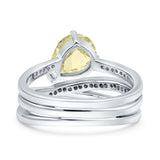 Weave Teardrop Pear Twist Infinity Shank Art Deco Wedding Bridal Piece Ring Simulated Cubic Zirconia 925 Sterling Silver