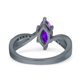 Marquise Art Deco Infinity Wedding Engagement Ring Simulated Cubic Zirconia 925 Sterling Silver