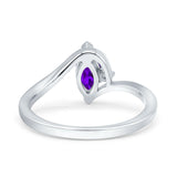 Marquise Art Deco Wave Wedding Engagement Ring Simulated Cubic Zirconia 925 Sterling Silver
