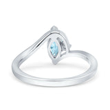 Marquise Art Deco Wave Wedding Engagement Ring Simulated Cubic Zirconia 925 Sterling Silver