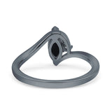 Marquise Art Deco Wave Wedding Engagement Ring Simulated Cubic Zirconia 925 Sterling Silver