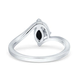 Marquise Art Deco Wave Wedding Engagement Ring Simulated Cubic Zirconia 925 Sterling Silver