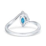 Marquise Art Deco Wave Wedding Engagement Ring Simulated Cubic Zirconia 925 Sterling Silver