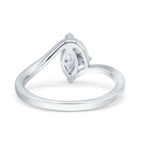 Marquise Art Deco Wave Wedding Engagement Ring Simulated Cubic Zirconia 925 Sterling Silver