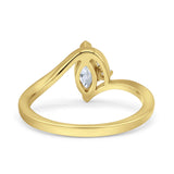 Marquise Art Deco Wave Wedding Engagement Ring Simulated Cubic Zirconia 925 Sterling Silver