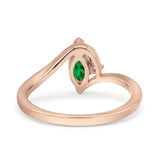 Marquise Art Deco Wave Wedding Engagement Ring Simulated Cubic Zirconia 925 Sterling Silver