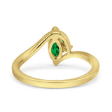 Marquise Art Deco Wave Wedding Engagement Ring Simulated Cubic Zirconia 925 Sterling Silver