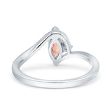 Marquise Art Deco Wave Wedding Engagement Ring Simulated Cubic Zirconia 925 Sterling Silver