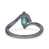 Marquise Art Deco Wave Wedding Engagement Ring Simulated Cubic Zirconia 925 Sterling Silver