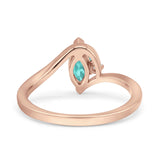 Marquise Art Deco Wave Wedding Engagement Ring Simulated Cubic Zirconia 925 Sterling Silver