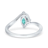 Marquise Art Deco Wave Wedding Engagement Ring Simulated Cubic Zirconia 925 Sterling Silver