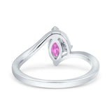 Marquise Art Deco Wave Wedding Engagement Ring Simulated Cubic Zirconia 925 Sterling Silver