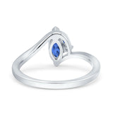 Marquise Art Deco Wave Wedding Engagement Ring Simulated Cubic Zirconia 925 Sterling Silver