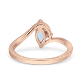 Marquise Art Deco Wave Wedding Engagement Ring Simulated Cubic Zirconia 925 Sterling Silver