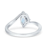 Marquise Art Deco Wave Wedding Engagement Ring Simulated Cubic Zirconia 925 Sterling Silver