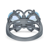 Teardrop Pear Butterfly Filigree Swirl Ring Simulated Cubic Zirconia 925 Sterling Silver Butterfly Ring