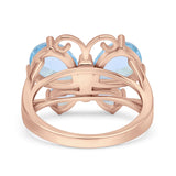 Teardrop Pear Butterfly Filigree Swirl Ring Simulated Cubic Zirconia 925 Sterling Silver Butterfly Ring