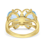 Teardrop Pear Butterfly Filigree Swirl Ring Simulated Cubic Zirconia 925 Sterling Silver Butterfly Ring