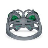 Teardrop Pear Butterfly Filigree Swirl Ring Simulated Cubic Zirconia 925 Sterling Silver Butterfly Ring