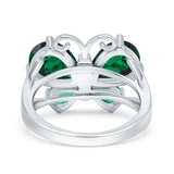 Teardrop Pear Butterfly Filigree Swirl Ring Simulated Cubic Zirconia 925 Sterling Silver Butterfly Ring
